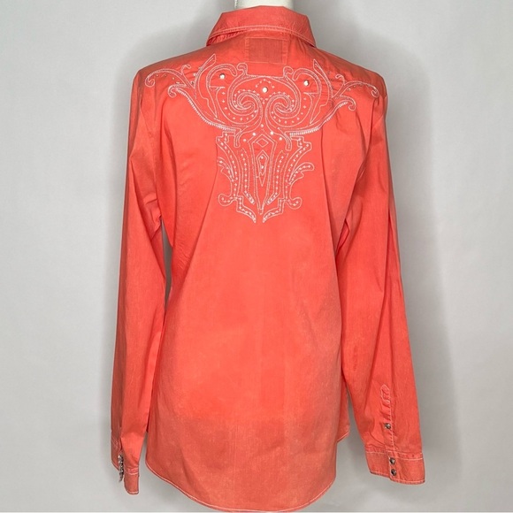 Cowgirl Legends Size XL Orange Bling Showring Ready Snap Front Saddle Stitching - Picture 6 of 11